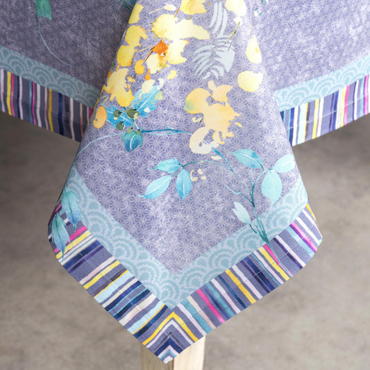 Maison d' Hermine Table Cloth Square Table 100% Cotton 60 x 60 Inches Tablecloth Reusable Decorative for Dining Kitchen Farmhouse Home Gifts for Mothers Day Spring Summer- Sweet Rose Lavender - Lush