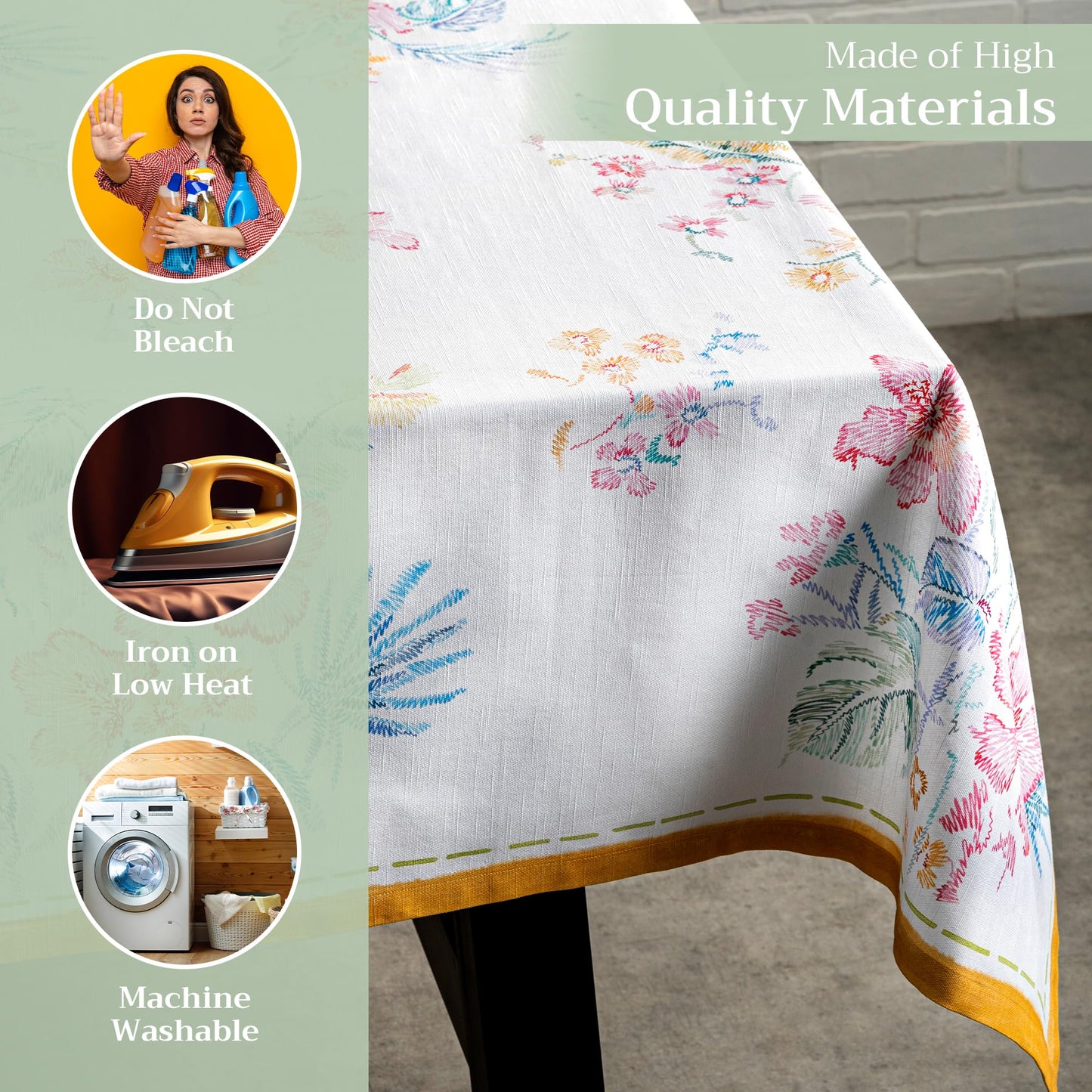 Maison d' Hermine Table Cloth Rectangle Table 100% Cotton 70 x 90 Inches Tablecloth Reusable Decorative for Dining Kitchen Room Farmhouse Home Gifts for Mothers Day Spring Summer - Paradise Island