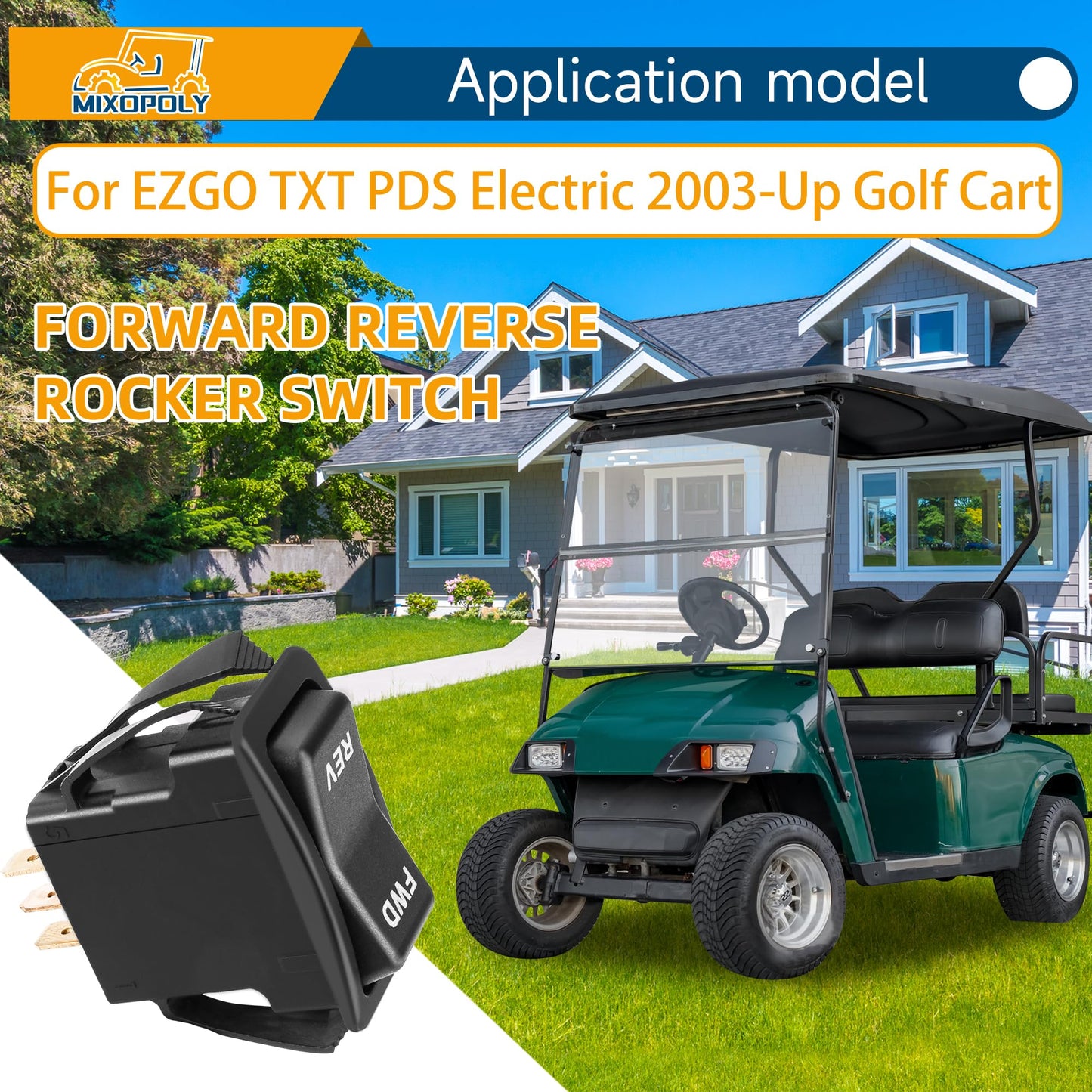 MIXOPOLY Golf Cart Forward Reverse Rocker Switch for EZGO TXT PDS 2003-Up Electric Golf Cart, Replace OEM 74323G01, 74323-G01