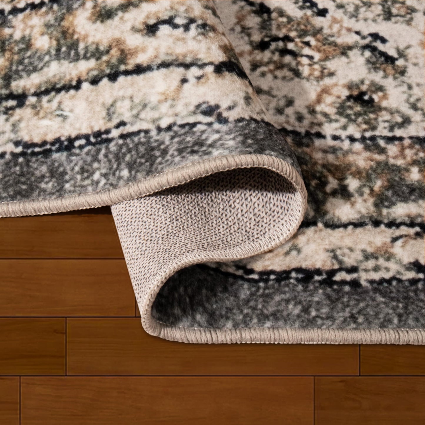 SunNewt Stain Resistant Washable Area Rug 5x8 Living Room Throw Rugs Soft Faux Wool Non-Shedding Low-Pile Floor Carpet for Dining Laundry Room Bedroom Bed Side, Olive