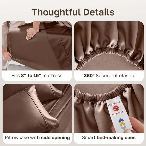 California Design Den Twin XL Bed Sheets Set - 100% Cotton, 400 Thread Count, Silky Smooth Sateen - Espresso Brown