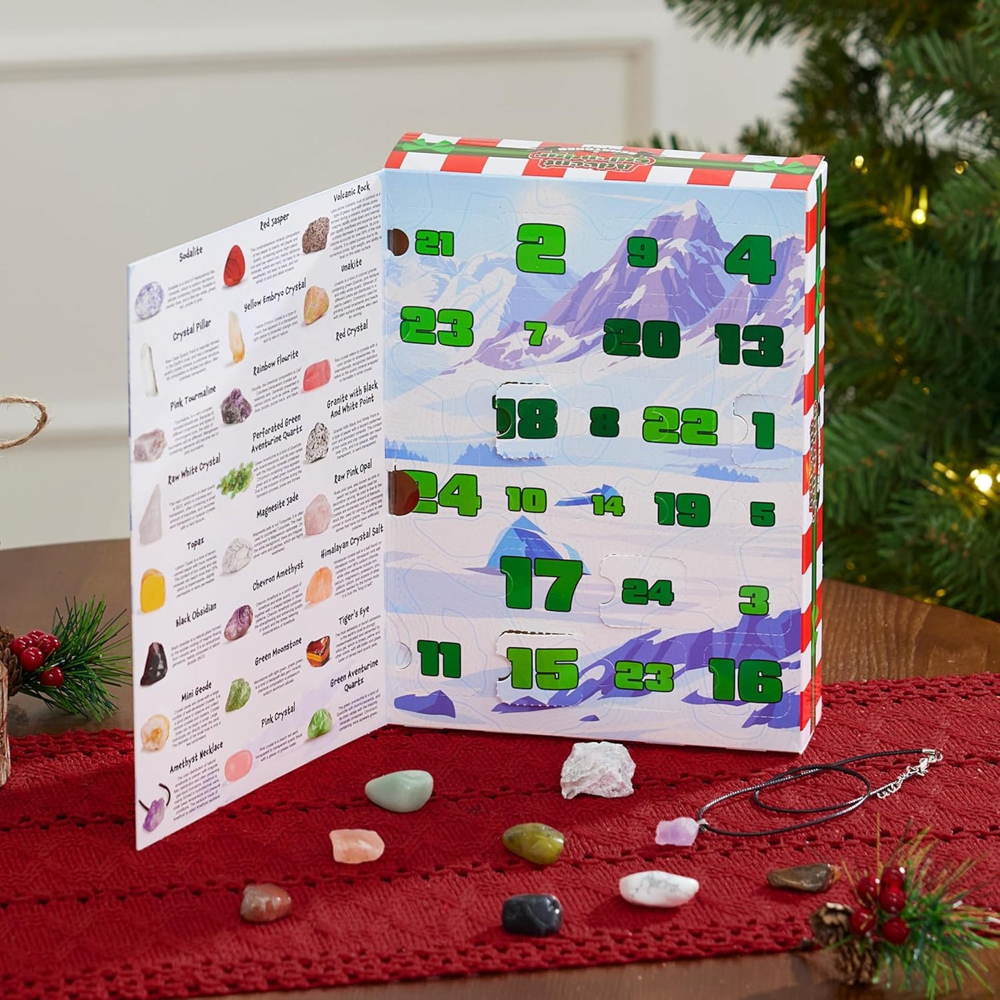 JOYIN Christmas Advent Calendar 2025 - 24 Days of Gemstones Countdown for Kids | Fun Xmas Party Favors