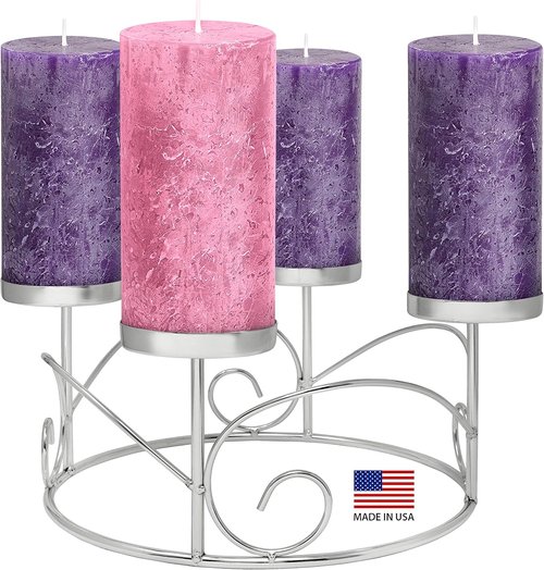 Advent Candle Set of 4 | Rustic Pillar Candles - Made in The USA for Advent Rings & Wreaths