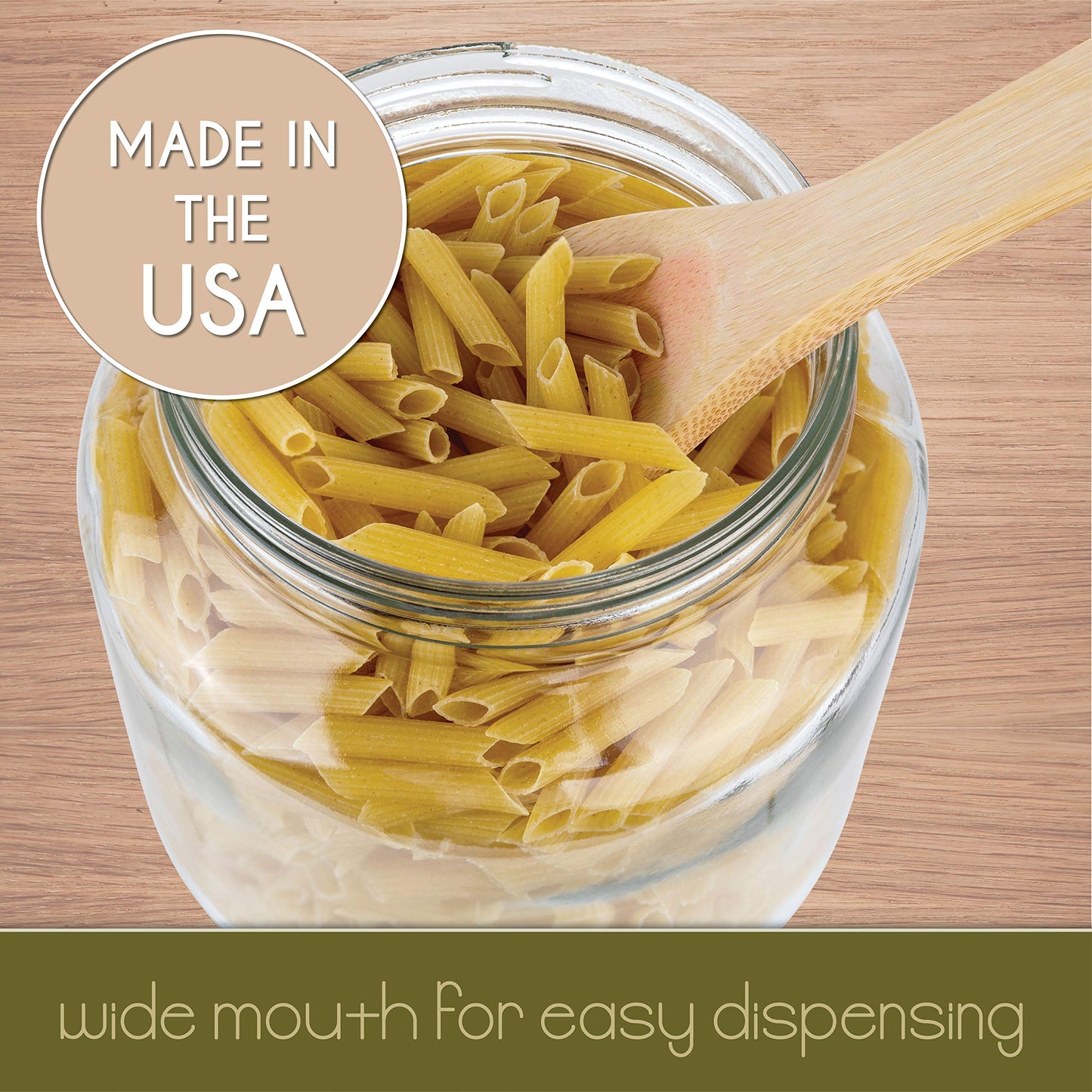 kitchentoolz Half Gallon Mason Jar - Wide Mouth 1/2 Gallon Glass Jar with Lid - Airtight Glass Storage Containers with Lid Fermenting, Canning, and Dry Storage - Made in USA