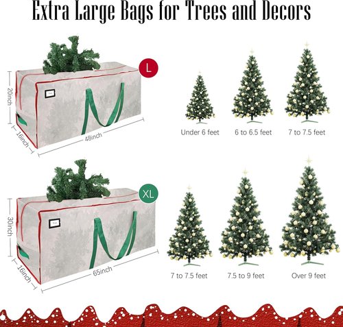Cosy Family Christmas Tree Storage Bag - Durable 7.5 ft Heavy Duty Extra Large Design with Reinforced Handles & Dual Zippers
