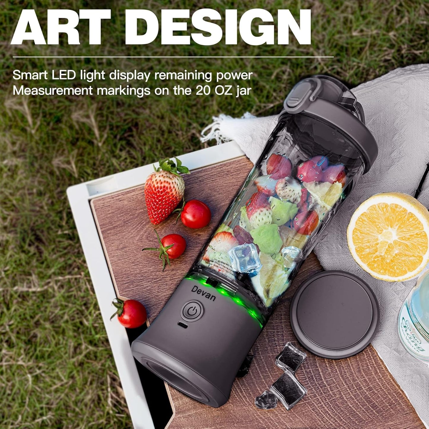 Skiennix Portable Blender - Waterproof 20 oz BPA-Free Cup with Travel Lid | Perfect for Shakes & Smoothies