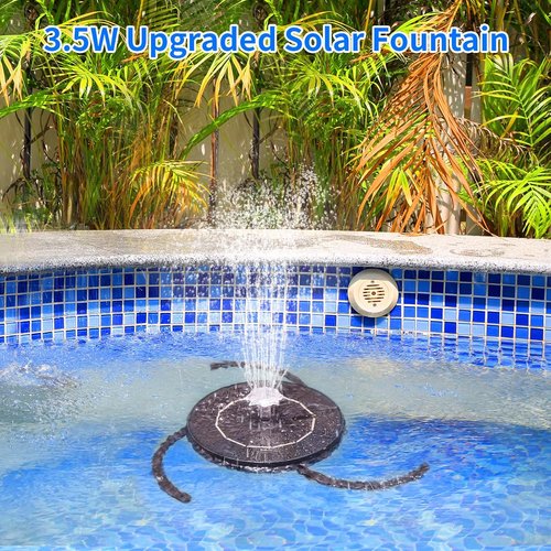 AISITIN Solar Fountain - 3.5W Upgraded Kit with 3 Nozzles & Fixed Brackets for Bird Bath, Garden & Pond