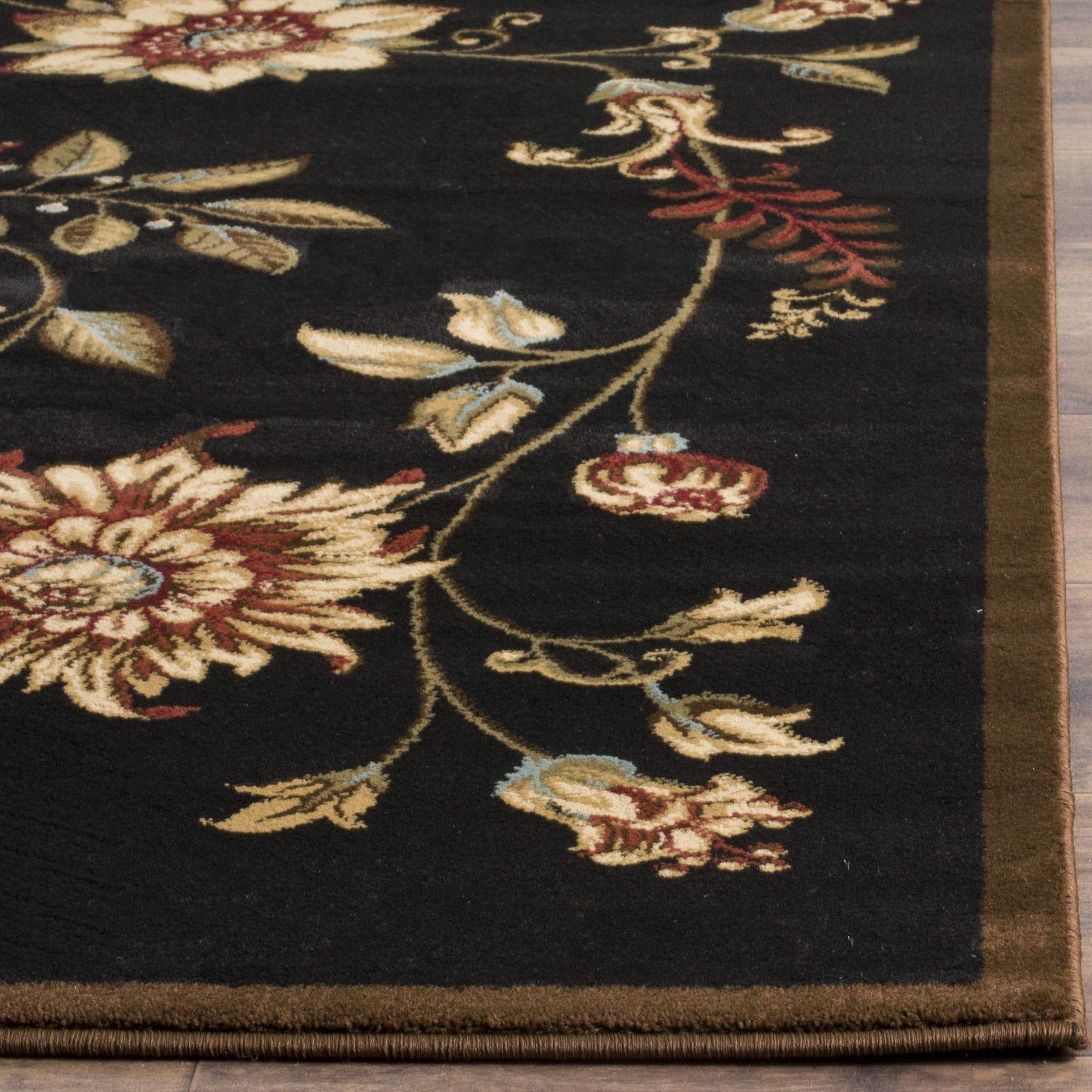 SAFAVIEH Lyndhurst Collection Runner Rug - 2'3" x 12', Black & Multi, Traditional Floral Design, Non-Shedding & Easy Care, Ideal for High Traffic Areas in Living Room, Bedroom (LNH552-9091)