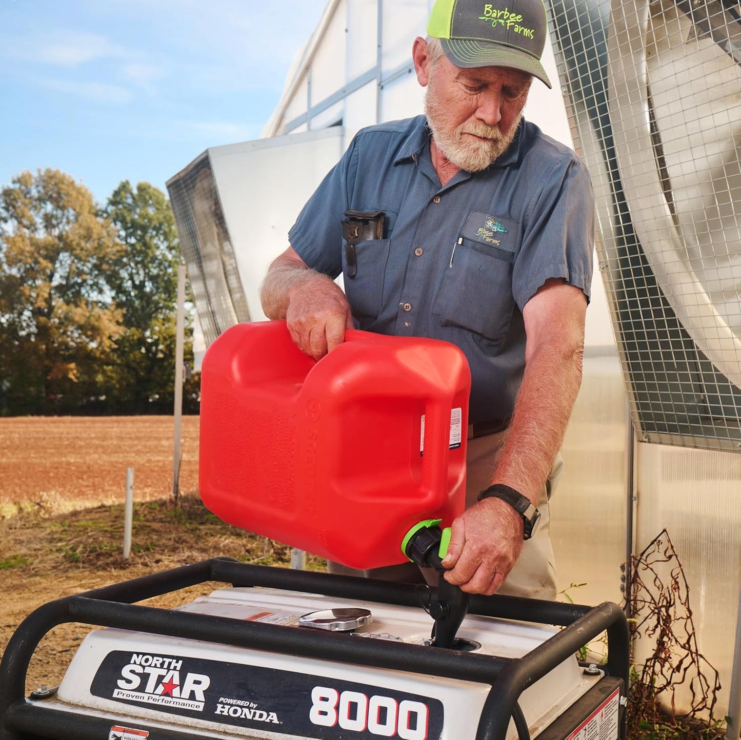 Scepter 5 Gallon Fuel Container - Spill Proof Spout & Bonus Extender | Red Gas Can with Rear Handle