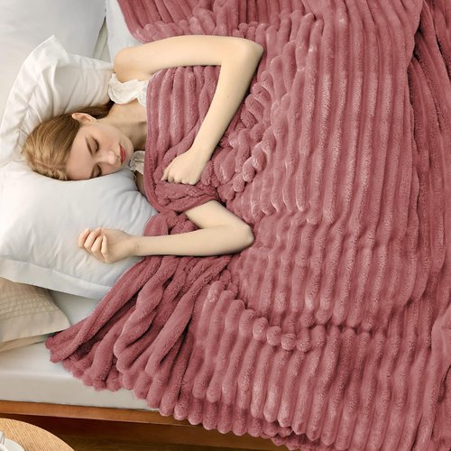Bedsure GentleSoft California King Size Blanket - Cozy Dusty Pink Fleece Throw, 102x96 Inches