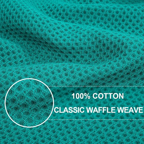 Homaxy Kitchen Dish Towels - Ultra Soft 100% Cotton Waffle Weave, Quick Drying | 13 x 28 Inches, 8-Pack, Teal