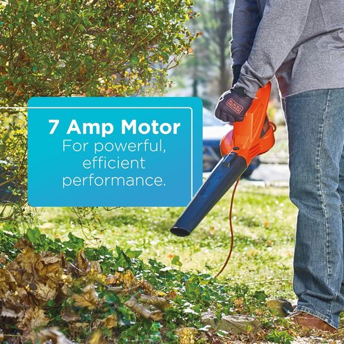 BLACK+DECKER Electric Leaf Blower - Lightweight Handheld Design, 180 MPH Air Speed, 7-Amp Power