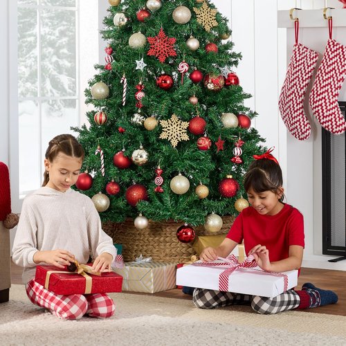 Best Choice Products Artificial Christmas Tree, 6ft Premium Unlit Hinged Design, Dense Branches Realistic Holiday Décor w/Easy Assembly, Base