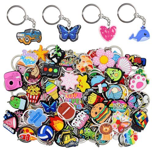 Gibleitz 30pcs Random Different Keychains,Mixed Non-Repeat Cute Key Chain for Classroom Prizes Students Incentives Holiday Gifts Party Favors