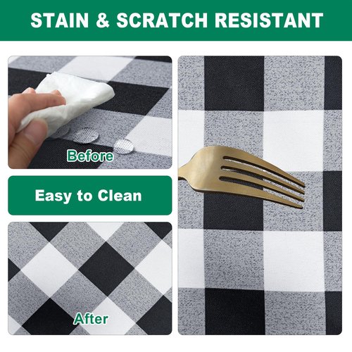 Biscaynebay Fabric Tablecloths 70x70 Square, Black/Grey Scottish Plaid Card Table Cloth Folding Table Cover Water Resistant for Dining, Kitchen, Wedding and Parties, etc Machine Washable
