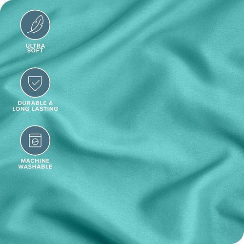 Bare Home Microfiber Pillowcases - Cooling Double Brushed Set of 2 - Standard/Queen Size - Turquoise