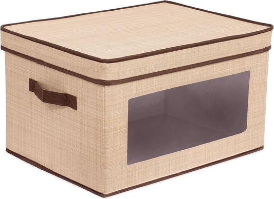 Durable Grey Storage Box with Window - Versatile Organizer Bin for Clothes & Toys