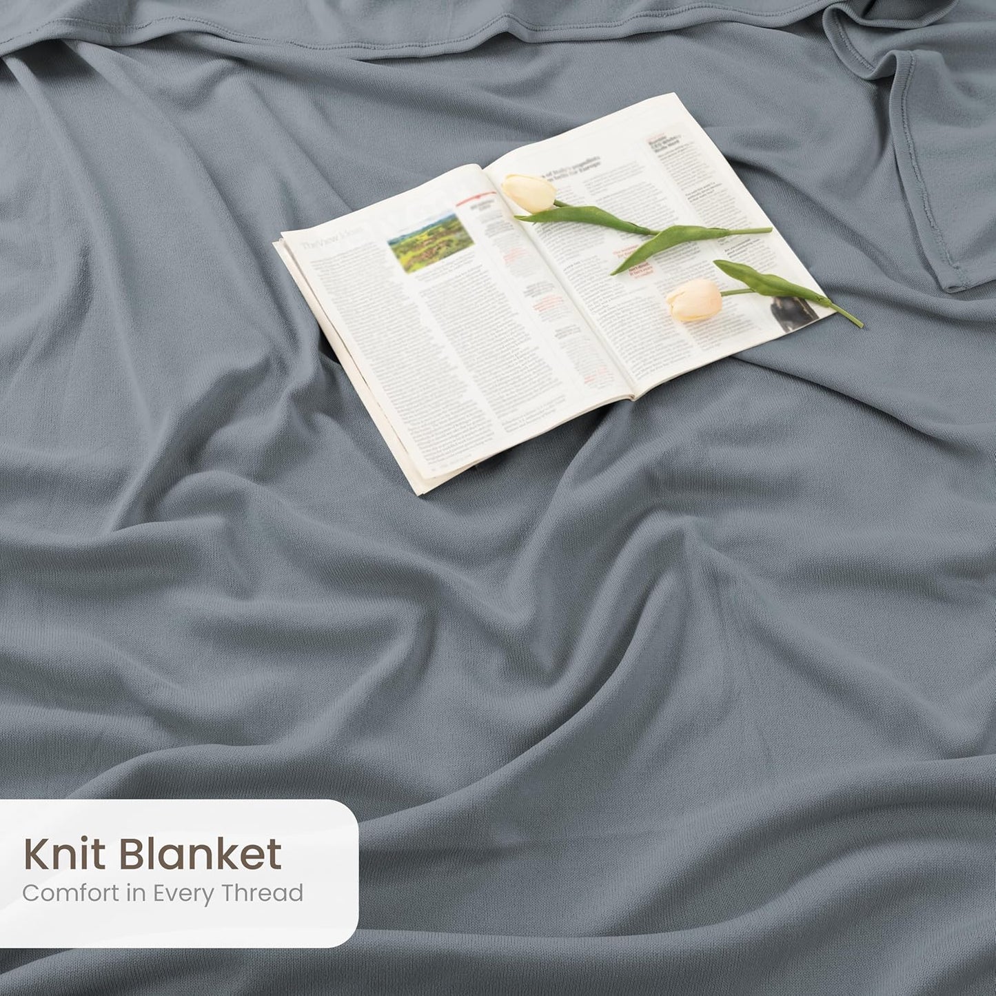 Utopia Bedding Knit Blanket - Soft Lightweight Jersey | Queen Size (90x90 Inches) in Grey