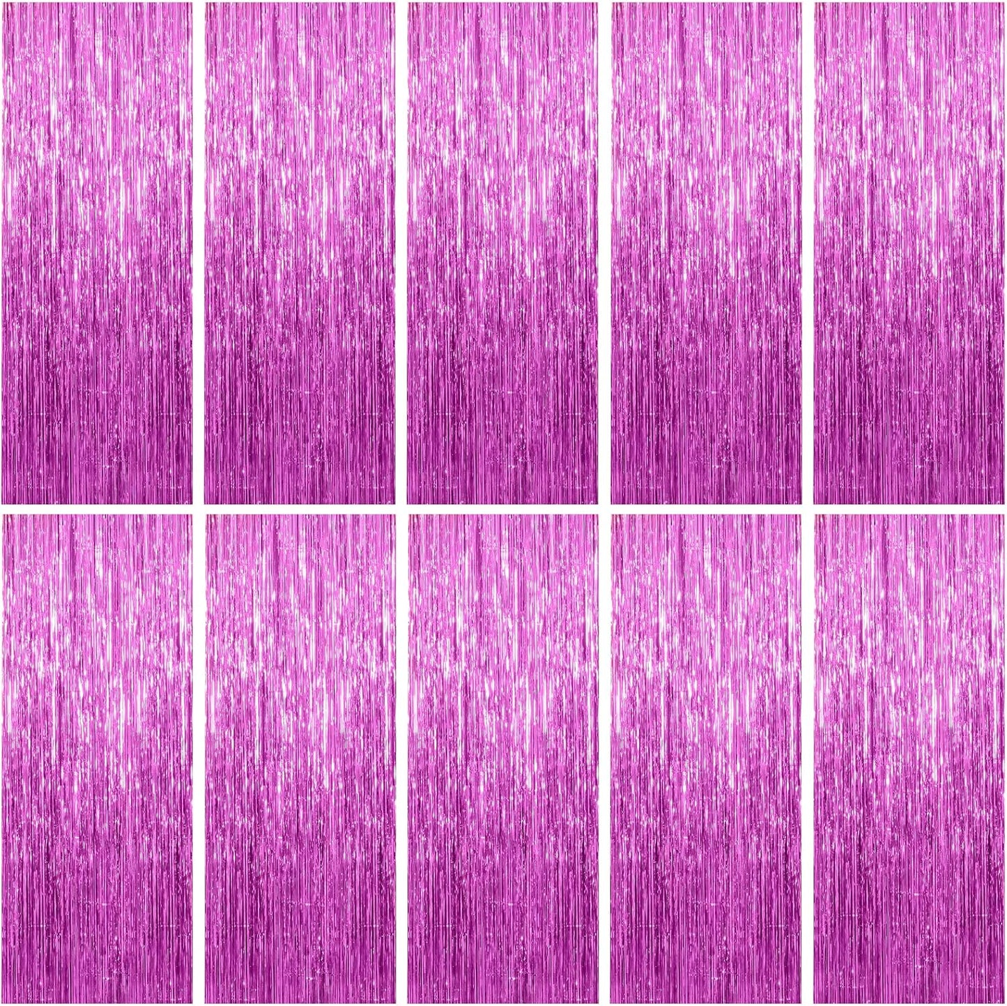 Skiennix 10 Pack Foil Curtain Backdrop - Metallic Tinsel Fringe for Photo Booth Props | Party Decorations