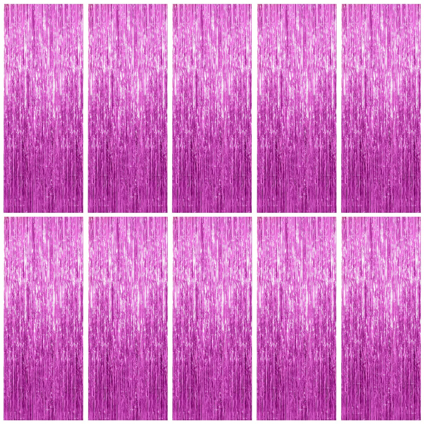10 Pack Foil Curtain Backdrop Metallic Tinsel Foil Fringe Curtains Photo Booth Props for Birthday Wedding Engagement Baby Shower Bachelorette Christmas Holiday Celebration Party Decorations