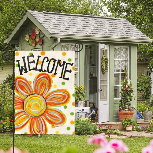 AVOIN Colorlife Summer Floral Garden Flag - Double-Sided 12x18 Inch Outdoor Welcome Flag