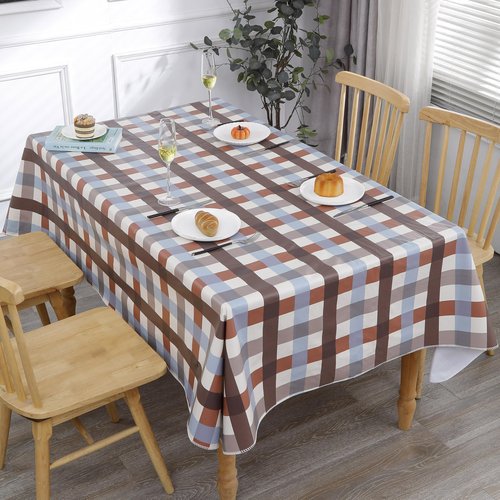 Heavy Duty Vinyl Tablecloth with Flannel Backing Waterproof Oil-Proof Plastic Table Cloth Stain-Resistant Wipeable Rectangle or Square Table Cover for Indoor and Outdoor (Checkered,60x102 Inch)