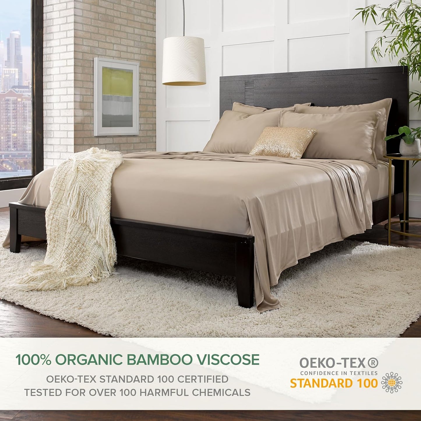 Pure Bamboo Twin XL Sheets - Luxuriously Soft 100% Organic Viscose Bed Sheet Set | Cooling & Durable (Sand)