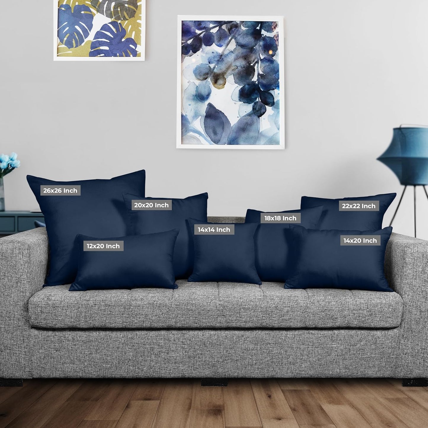 Utopia Bedding 26x26 Pillow Inserts - Set of 2 Navy Decorative Throw Pillows for Sofa & Bed - Soft, Fluffy Cushions