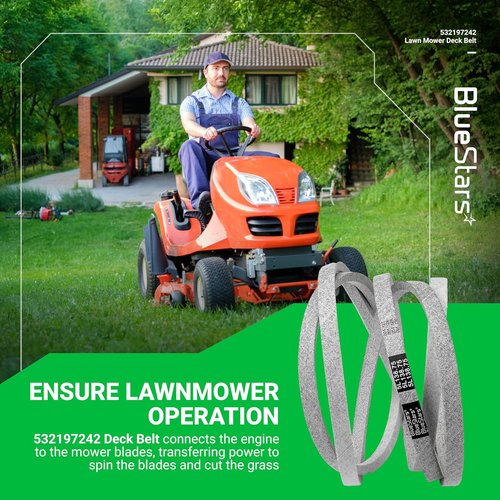 BlueStars Mower Deck Belt - Compatible with Husqvarna & Craftsman Lawn Tractors | 138.75" x 0.65" Aramid Cord