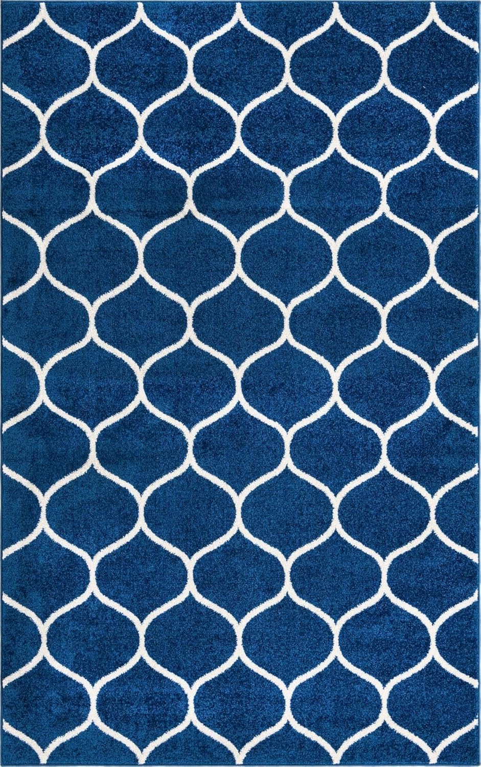 Unique Loom Trellis Frieze Collection Area Rug - Rounded (5' 1" x 8', Navy Blue/ Ivory)