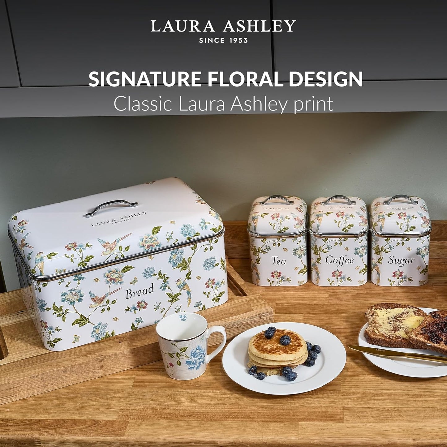 Laura Ashley Canister Set - Elegant 3-Piece VQ Design in Elveden White