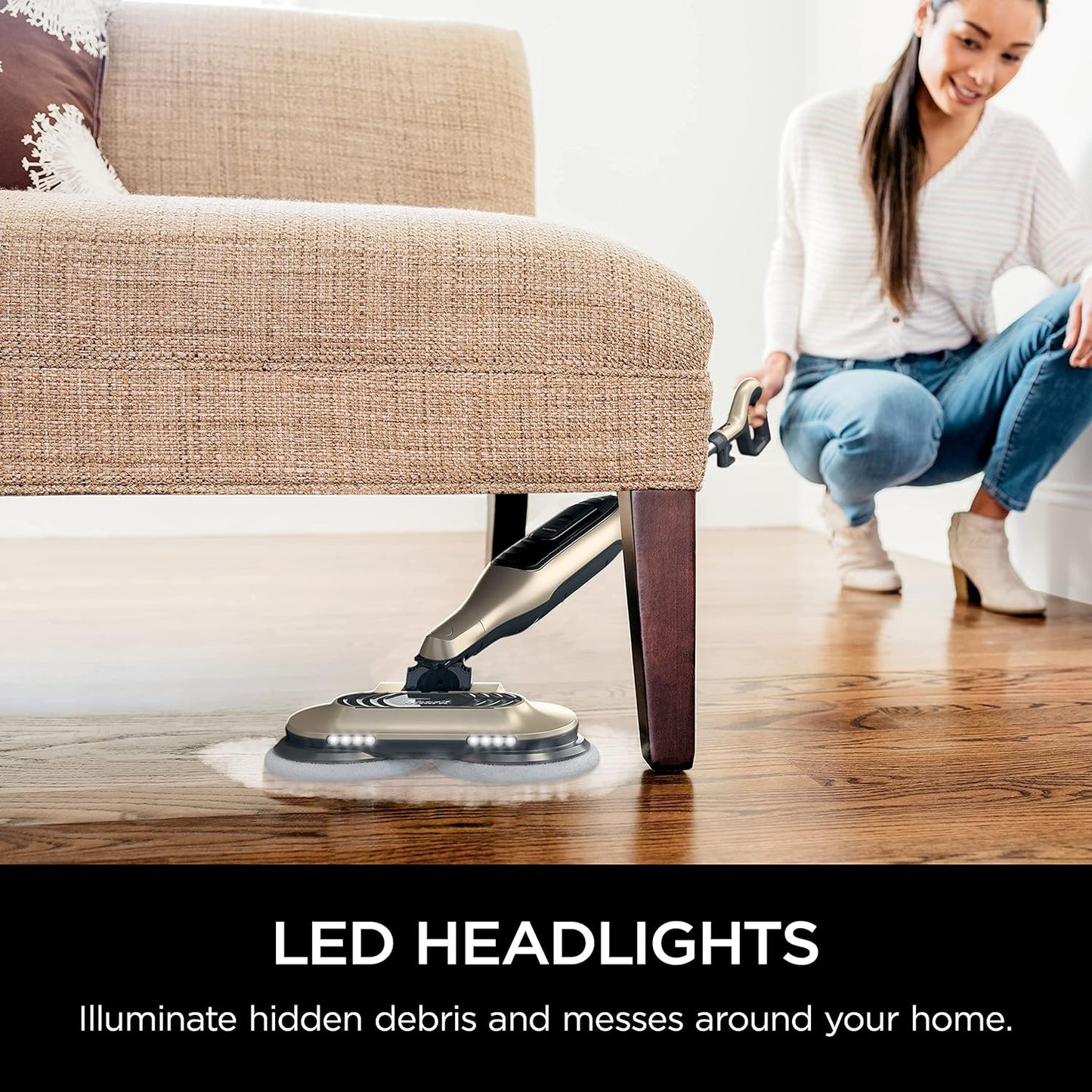 Shark S7001 Mop - Scrub & Sanitize Hard Floors with 4 Washable Pads | 3 Steam Modes & LED Headlights