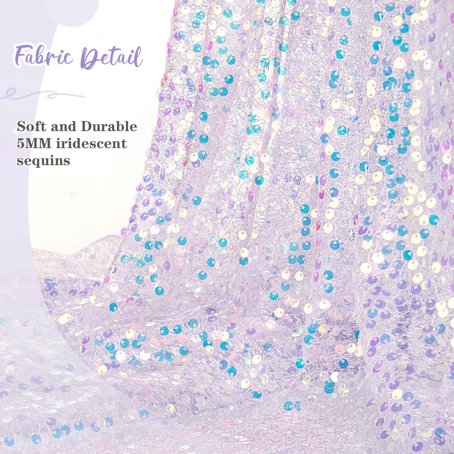 Sequin Iridescent Table Runner 25x120 Inches Purple Table Runners Sparkly Lavender Fabric Mermaid Party Decorations