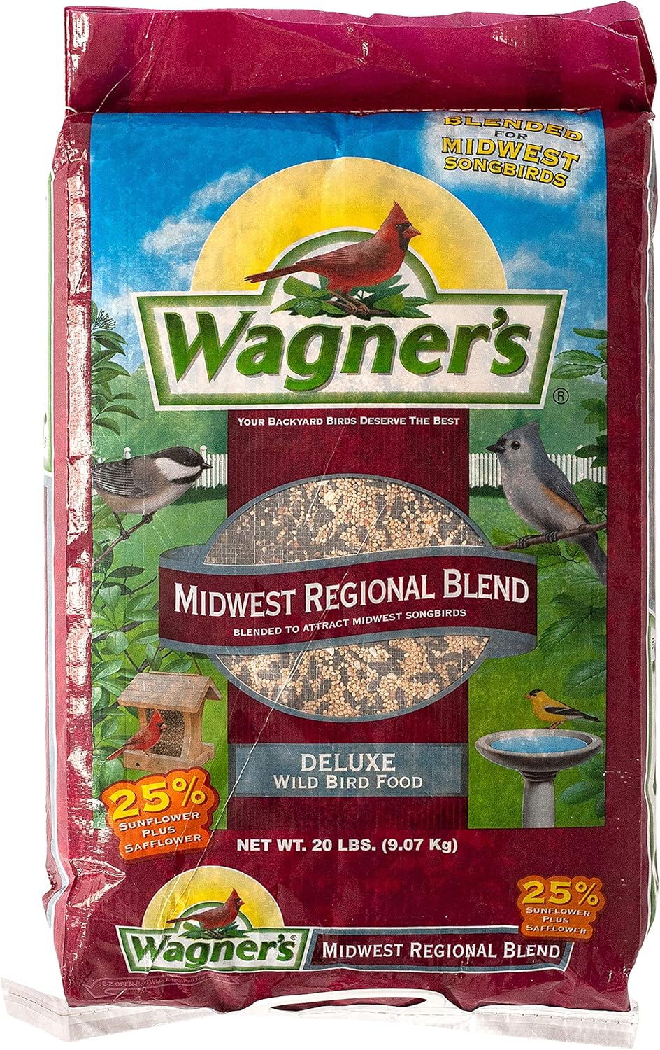 Wagner's Midwest Regional Blend Wild Bird Food - 20-Pound Bag for Vibrant Backyard Birds
