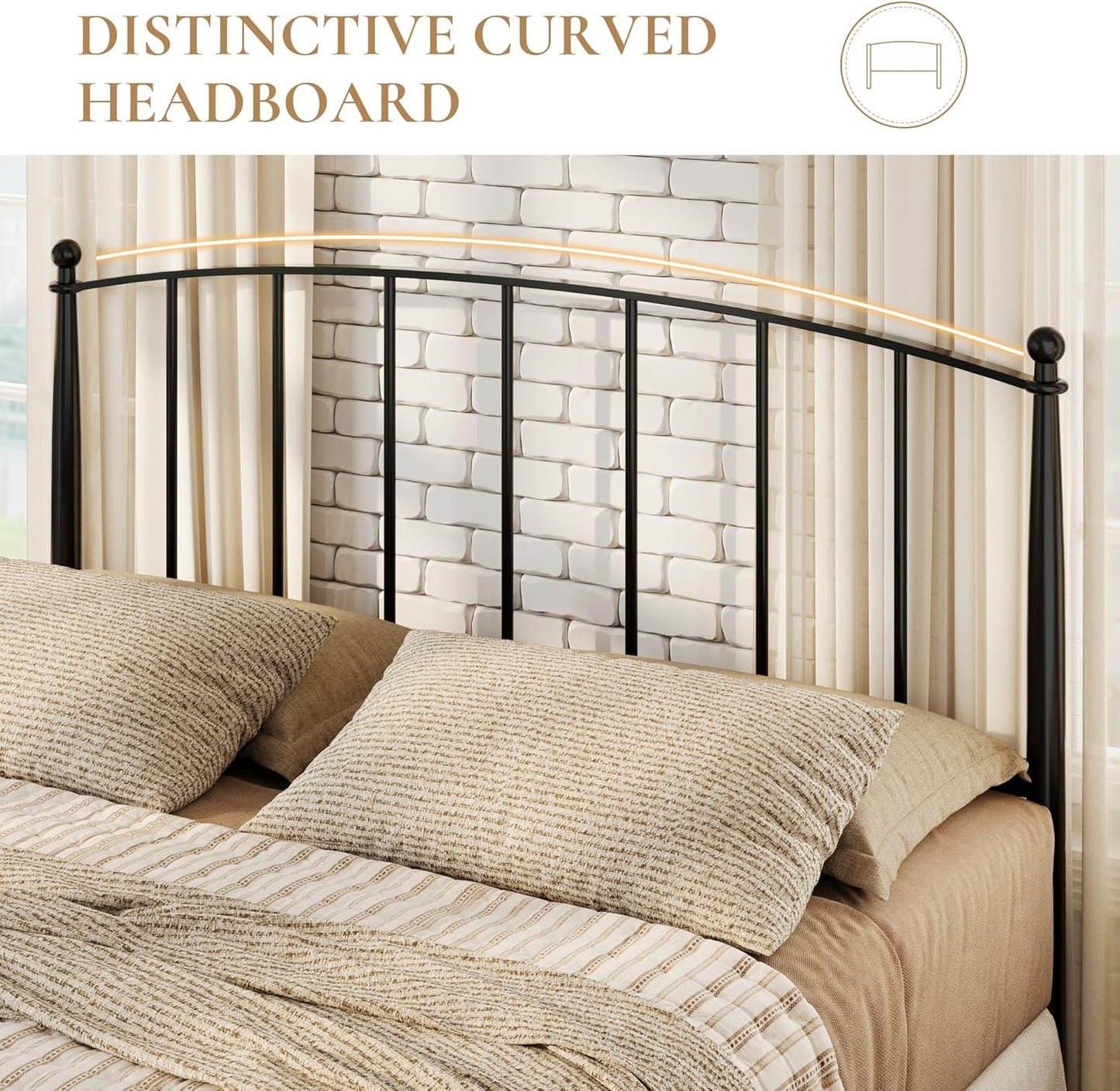 SHA CERLIN Queen Bed Frame - Victorian Style Metal Platform Bed with Iron Headboard & Footboard, Black