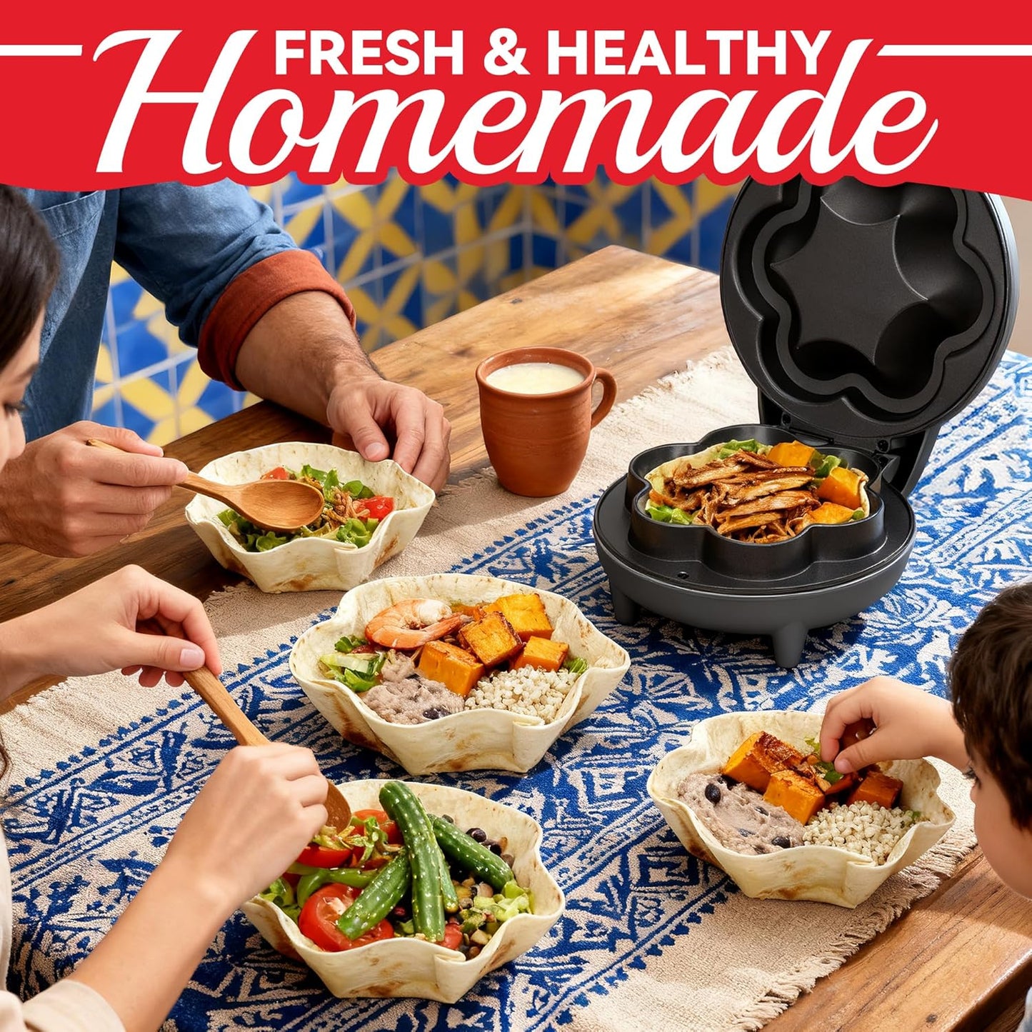 SurgarWhisk Tortilla Bowl Maker - Taco Shell Mold for Perfect Baked Taco Bowls | 7-Inch Graphite
