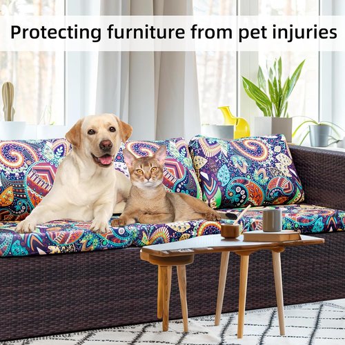 BIETYONE Outdoor Couch Cushion Covers - 8Pcs Washable & Reusable Patio Furniture Protectors | Rococo Design