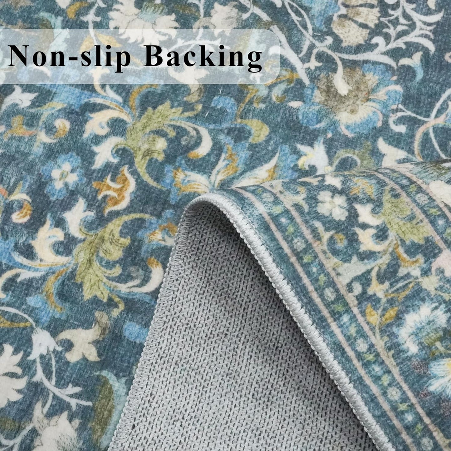 Skiennix 4x8 Washable Kitchen Area Rug - Elegant Floral Design | Stain-Resistant Soft Carpet for Living Room, Bedroom, and Entryway