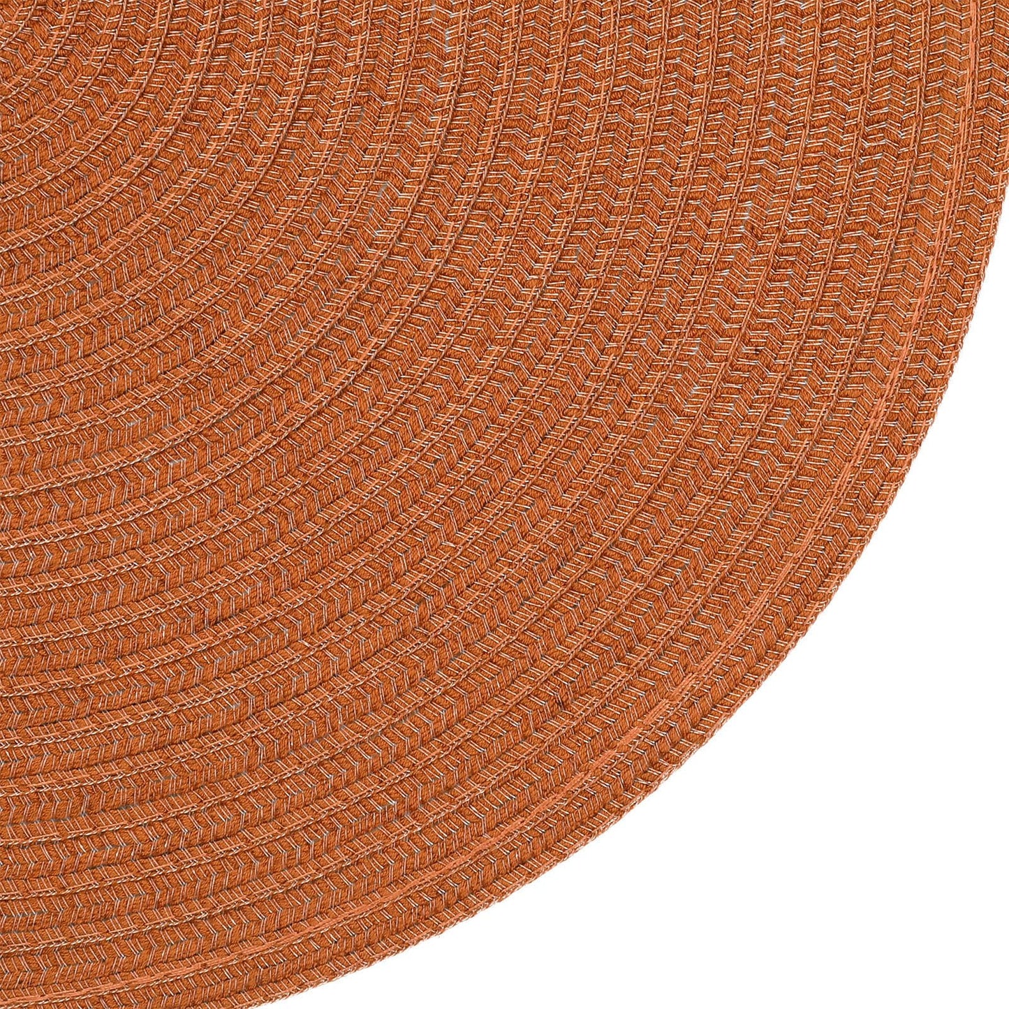 SHACOS Round Placemats Set of 6 Washable 15 inch Round Placemat Cotton Polyester Woven Braided Table Place Mats for Dining Table Decor, Dark Orange