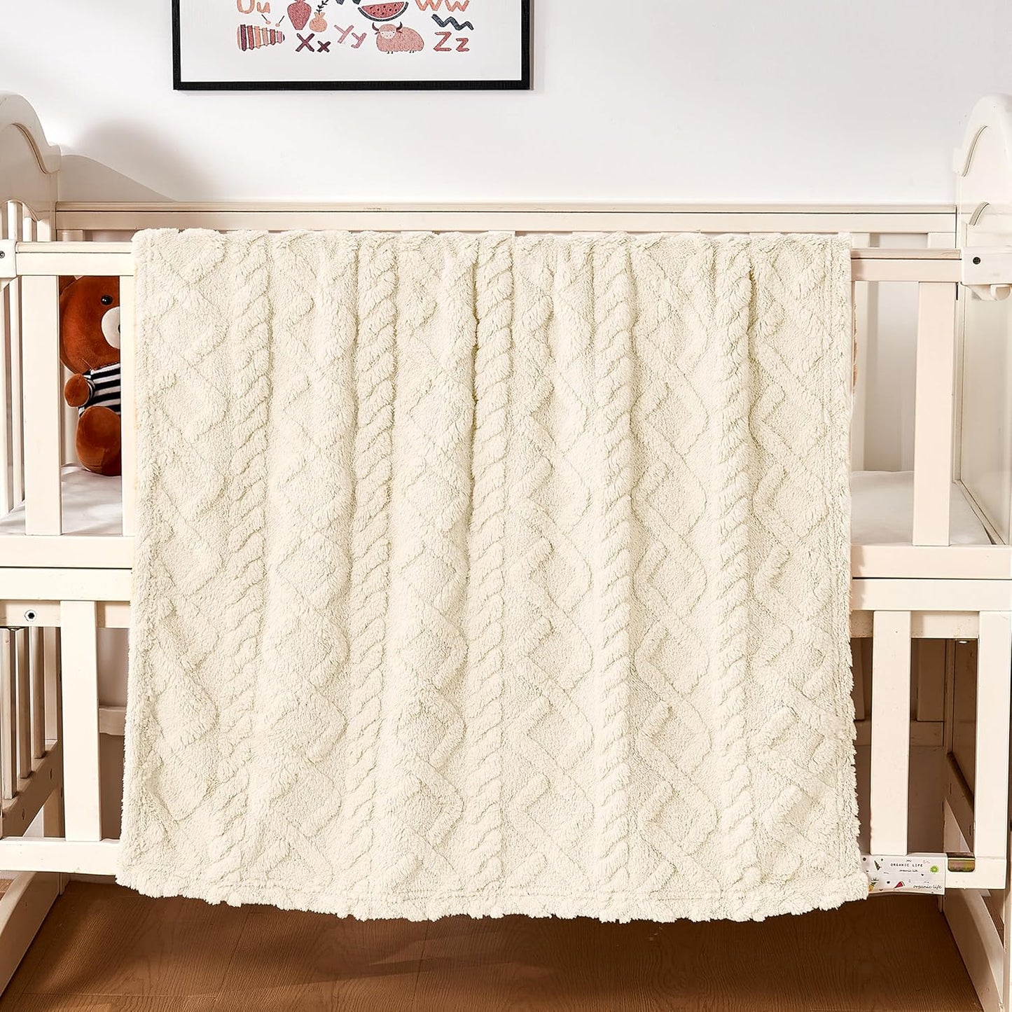 Sherpa Fleece Baby Blanket - Ultra Soft & Fluffy Premium Receiving Blanket for Infants | 30”x40” Cream