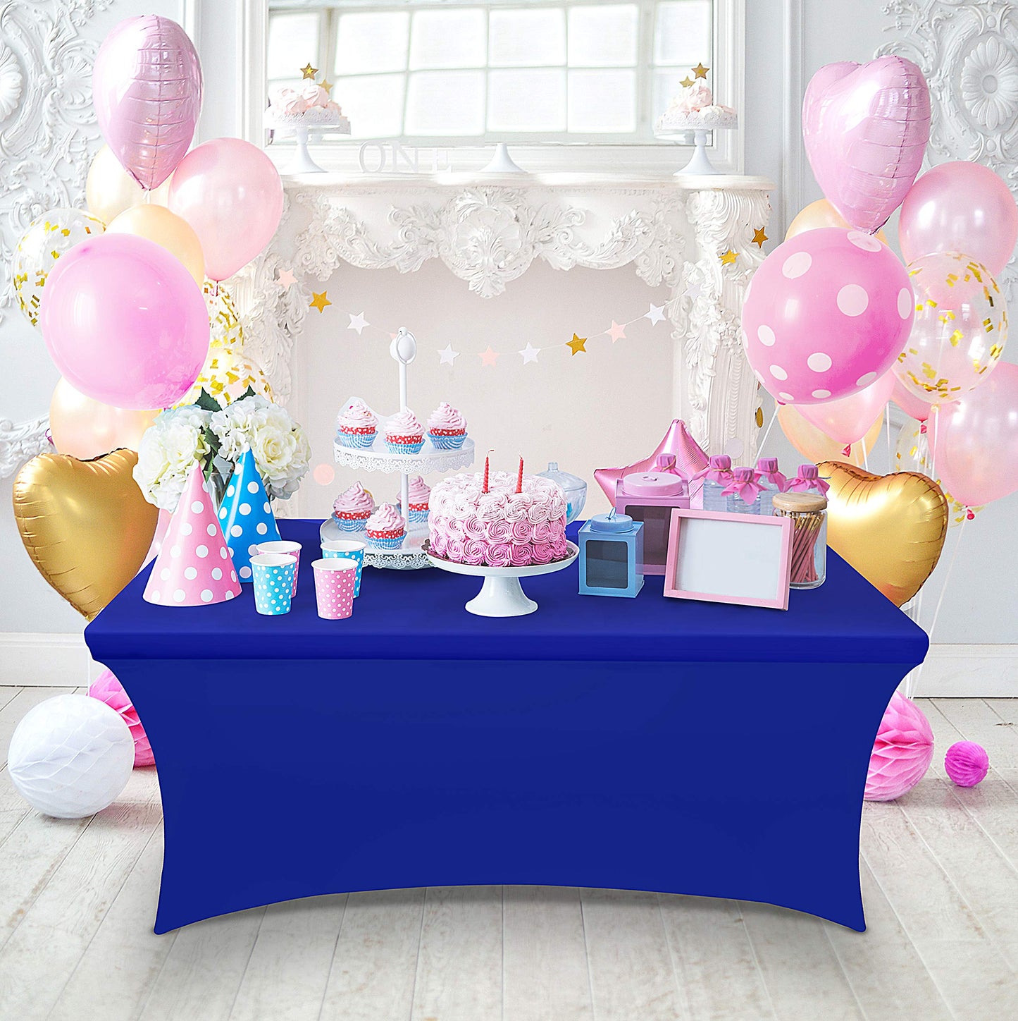 Utopia Kitchen Spandex Tablecloth 2 Pack [6FT, Royal Blue] Tight, Fitted, Washable and Wrinkle Resistant Stretch Table Cloth Rectangle Cover for Trade Show, Weddings & Parties [72Lx30Wx30H Inch]