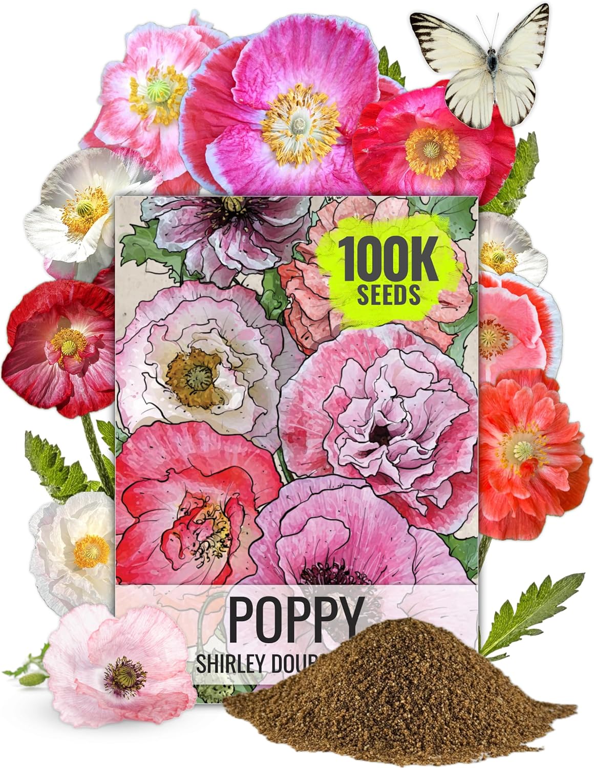 Seed Needs Shirley Mixed Poppy Seeds - 100,000+ Heirloom Papaver Rhoeas | Bulk Double Mixture Blend