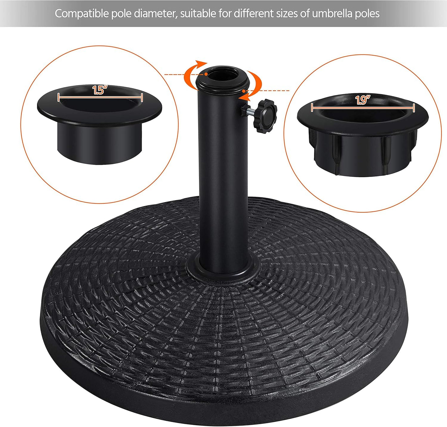 Yaheetech Heavy Duty Outdoor Umbrella Base - 22 lbs 18" Round Stand for Patio & Garden, Black