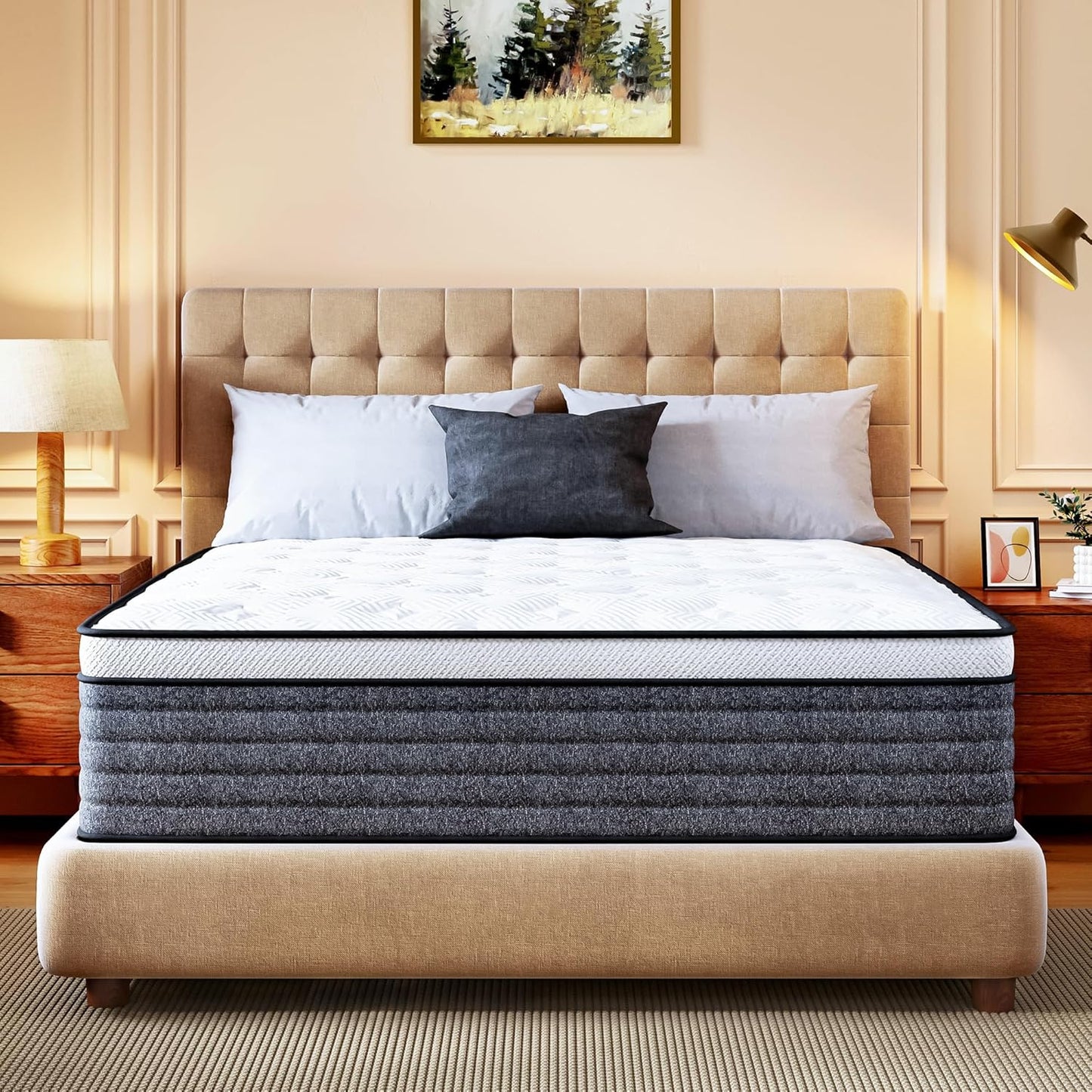 Skiennix Queen Mattress - 12 Inch Hybrid Foam & Pocket Springs | Medium Feel, Extra Edge Support, CertiPUR-US
