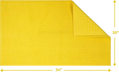 Cotton Paradise 100% Cotton Bath Mat - Non-Slip, Soft & Absorbent, Quick Dry | 20x34 Inch Yellow Rug