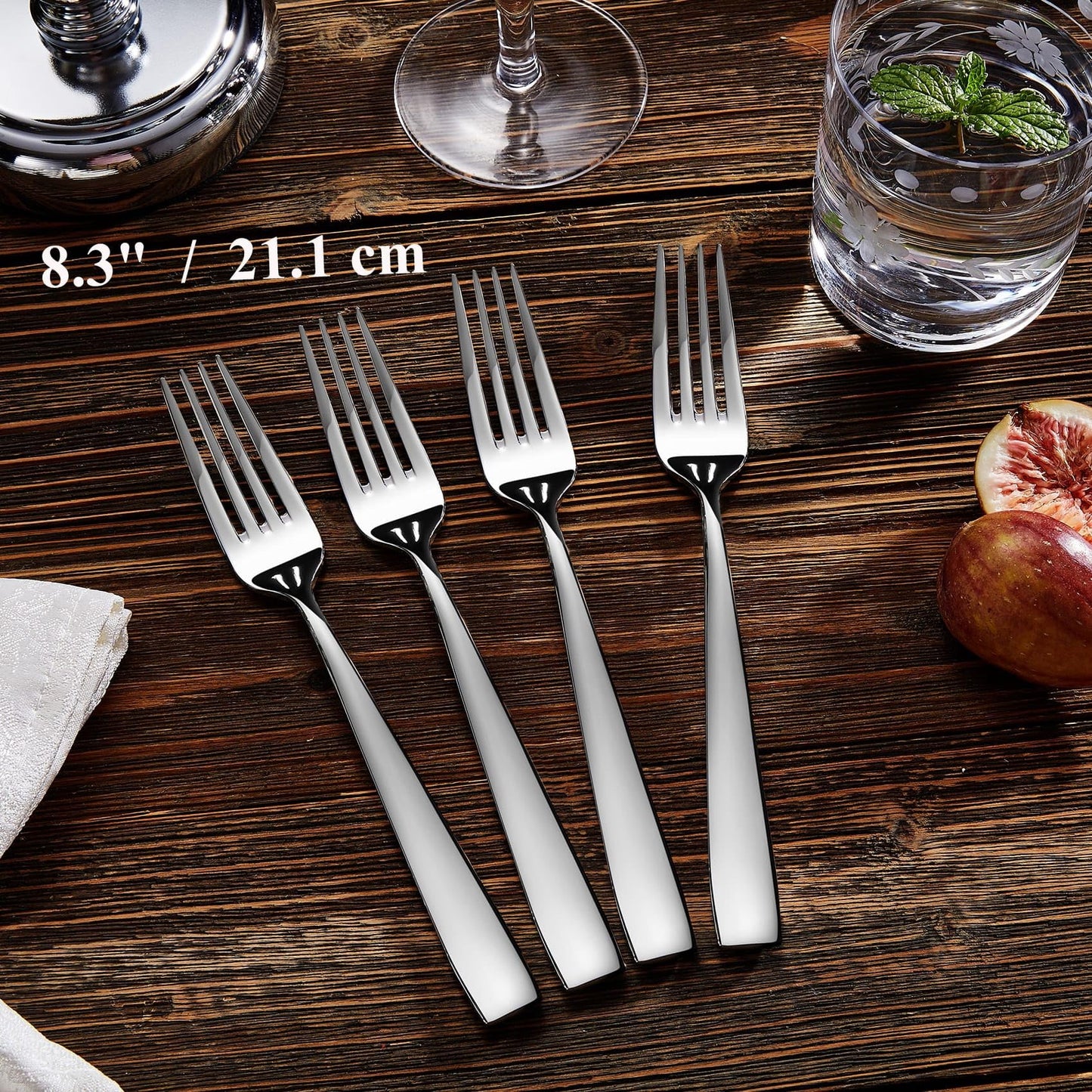 KEAWELL Premium 4-Piece Louis Dinner Fork, 18/10 Stainless Steel, Set of 4, Fine Fork Set with Squared Edge, Dishwasher Safe (8.3 inches)