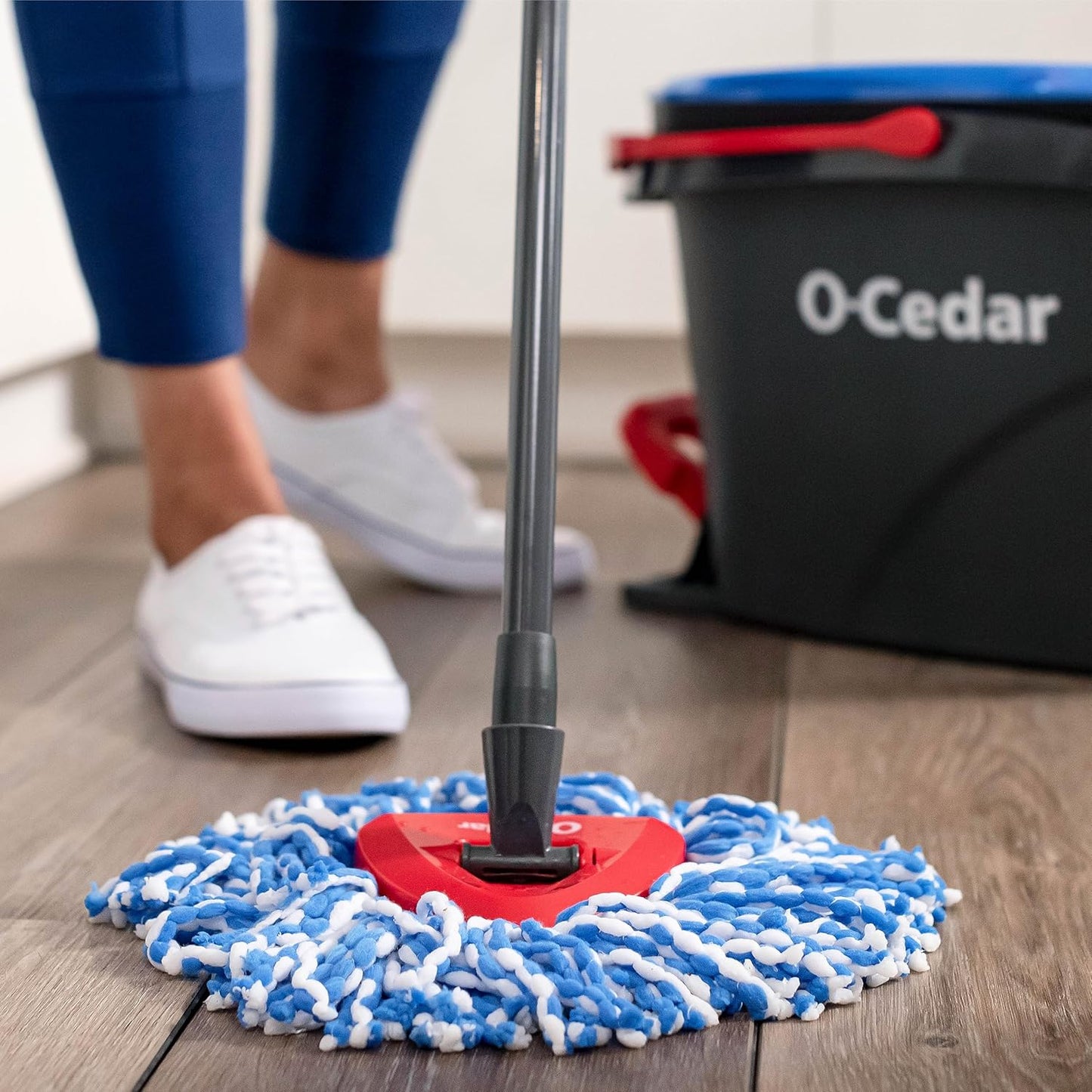 O-Cedar RinseClean Spin Mop & Bucket System - Effortless Cleaning with Water | Eliminates 99% of Bacteria