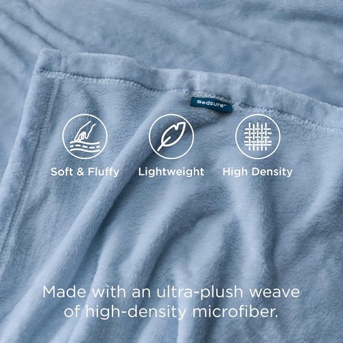 Bedsure GentleSoft Fleece Blanket - Lightweight Plush Cozy Twin Size in Light Blue | 60x80 Inches