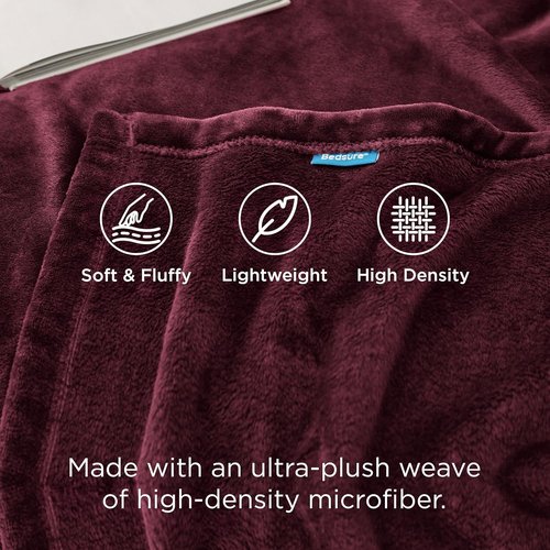 Bedsure GentleSoft Fleece Throw Blanket - Cozy Burgundy Red 300GSM Plush Blanket for Couch & Bed, 50x60 Inches