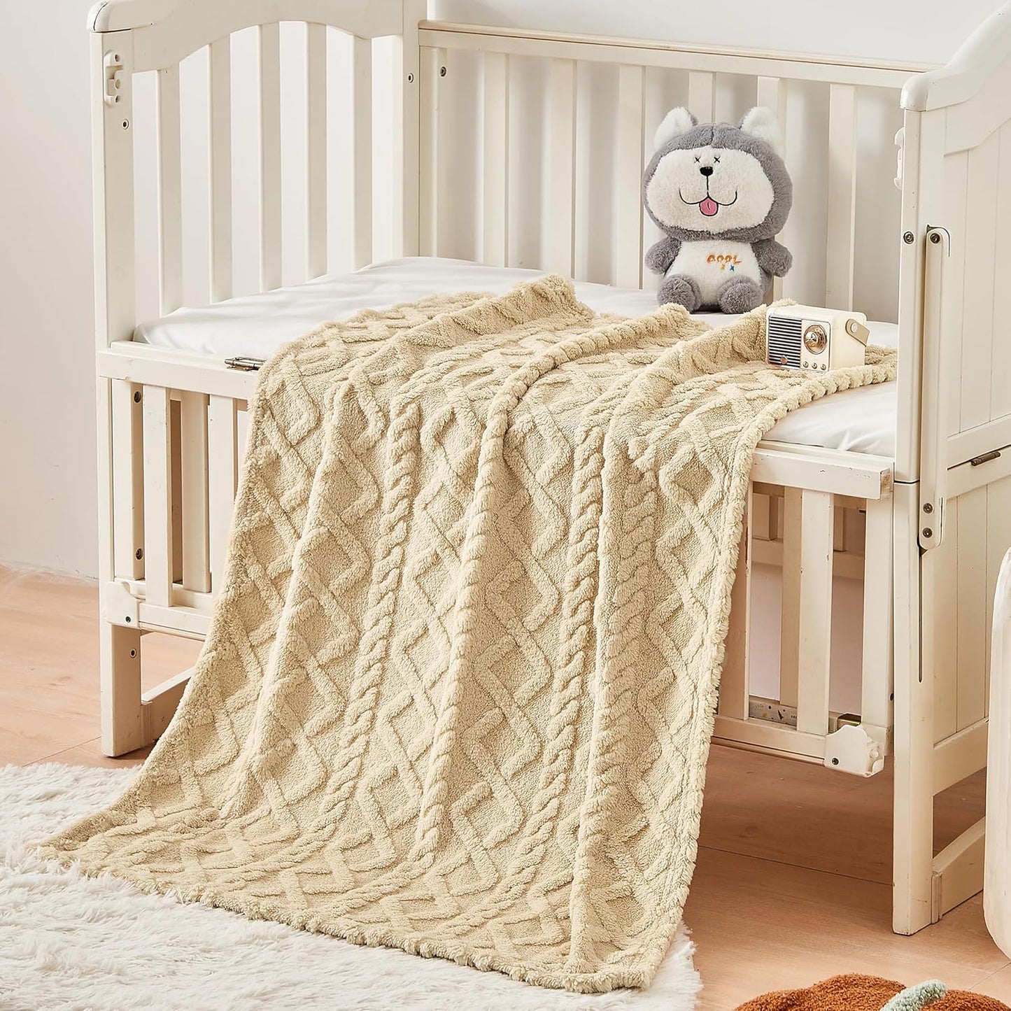 Sherpa Fleece Baby Blanket - Ultra Soft & Fluffy Premium Infant Receiving Blanket | 30”×40” (Khaki)